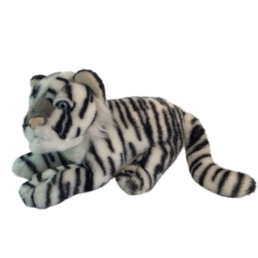 Busch Gardens‎ White Tiger Plush 15" Stuffed Animal Toy Blue Eyes Laying